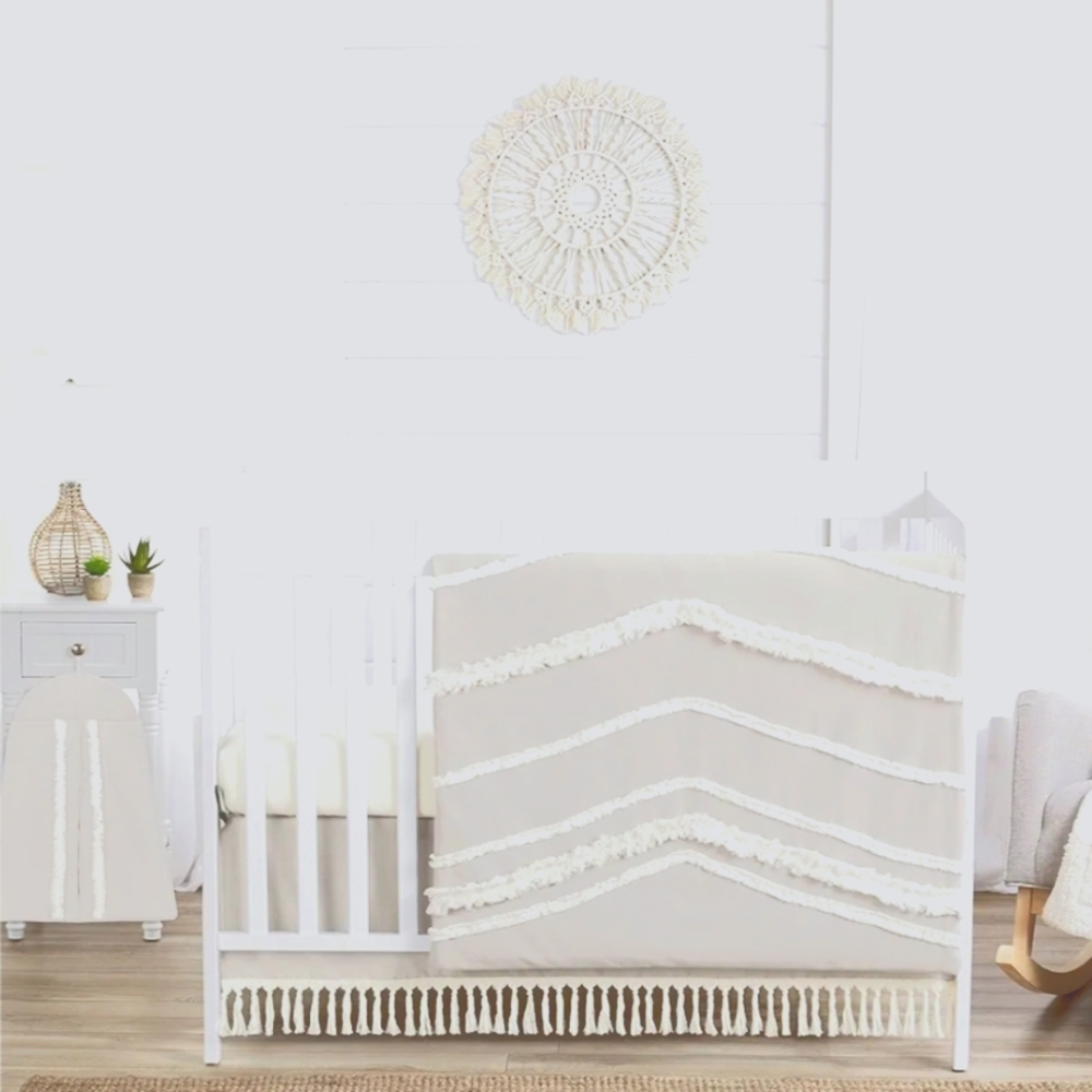 Elegant Cream and White Kids Crib Set